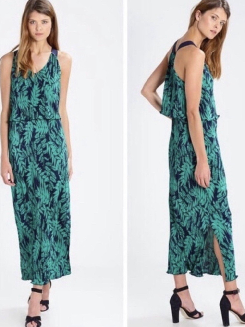 Banana Republic Green Leaf-Print Maxi Dress